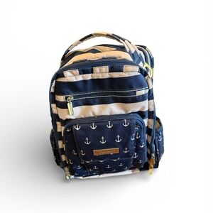 Ju-Ju-Be Be Right Back Diaper Bag Backpack The Admiral Nautical Print EUC